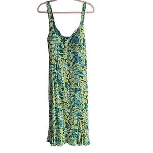 R&K Originals, spring, summer dress. Art deco floral Size 16, greens, yellow and